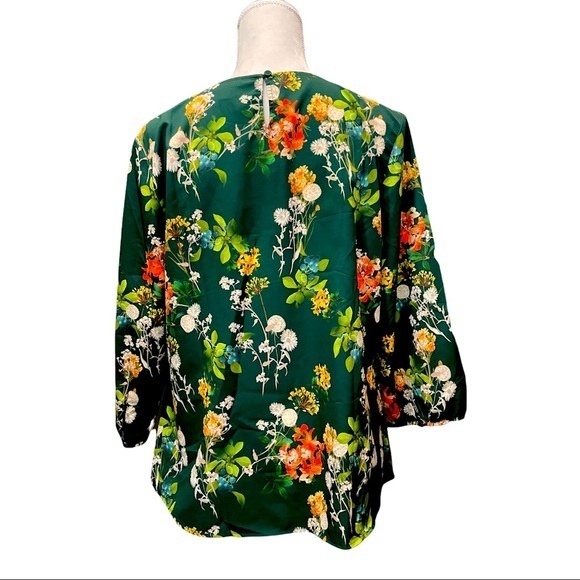 Talbots Gorgeous Emerald Green Fall Time Inspired Florals Blouse - Size … - Picture 3 of 3